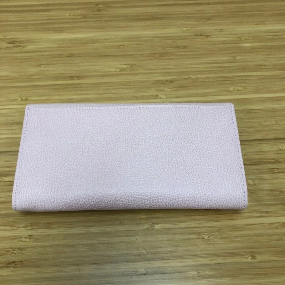 Longchamp Le Foulonné Continental Wallet Small Pink Grained Leather New